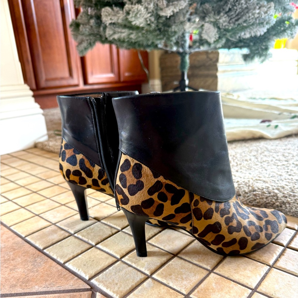 24 hour sale! Leather and Calf fur Booties in excellent condition, worn once